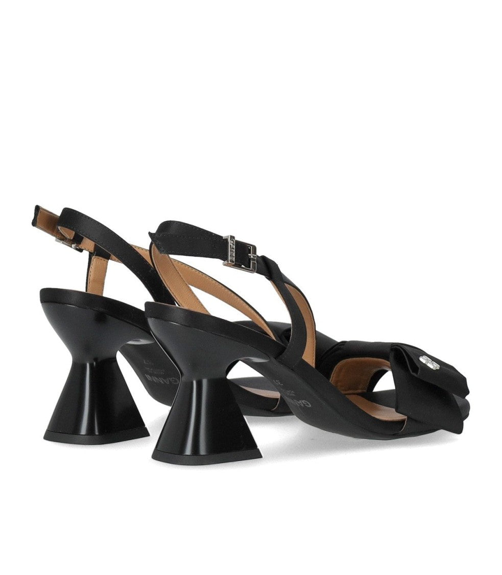 Ganni Satin Black Heeled Sandal