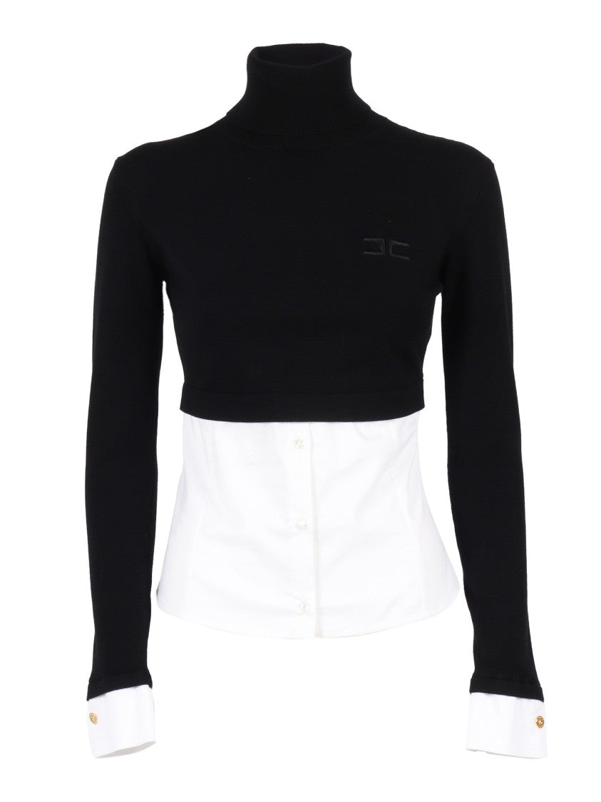 Elisabetta Franchi Cropped High Neck Knit Top