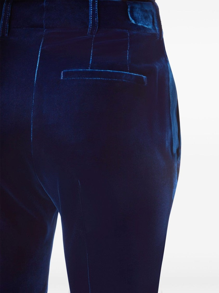 Nina Ricci Straight-Leg Blue Velvet Trousers