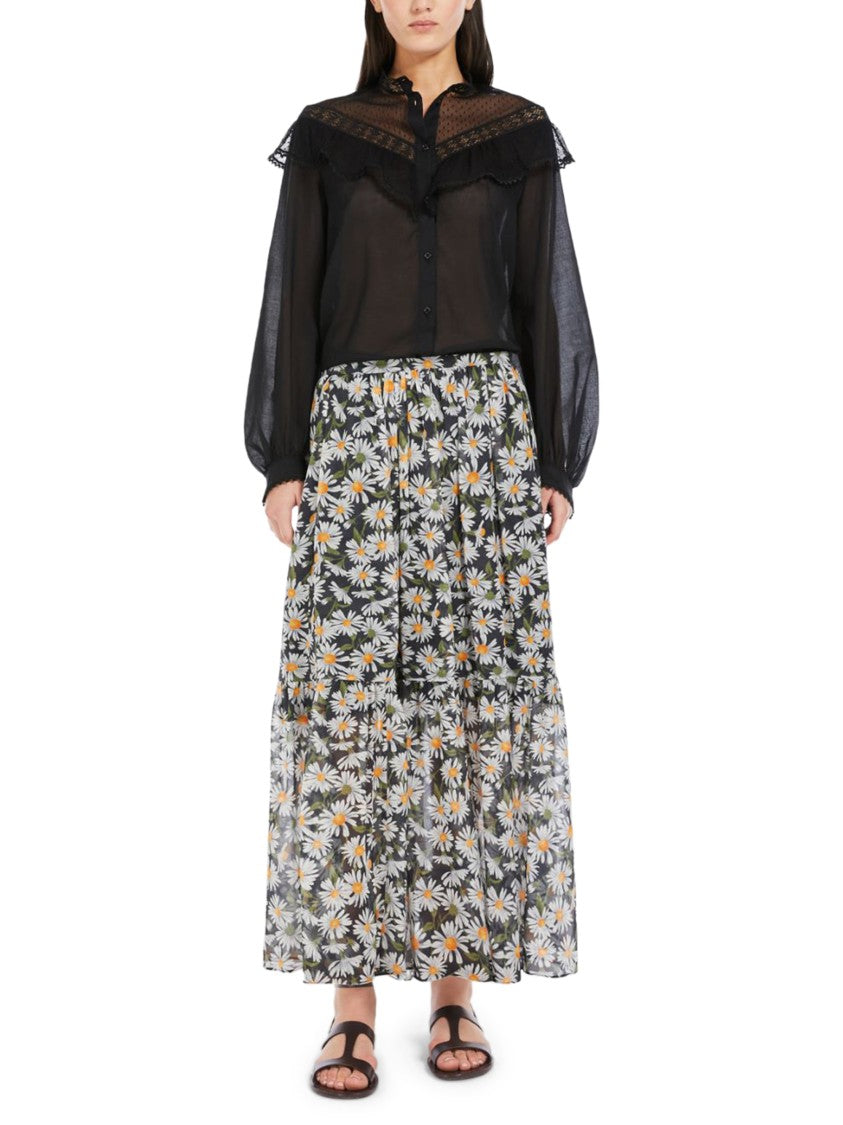 Max Mara Tiered Maxi Skirt With Daisy Print