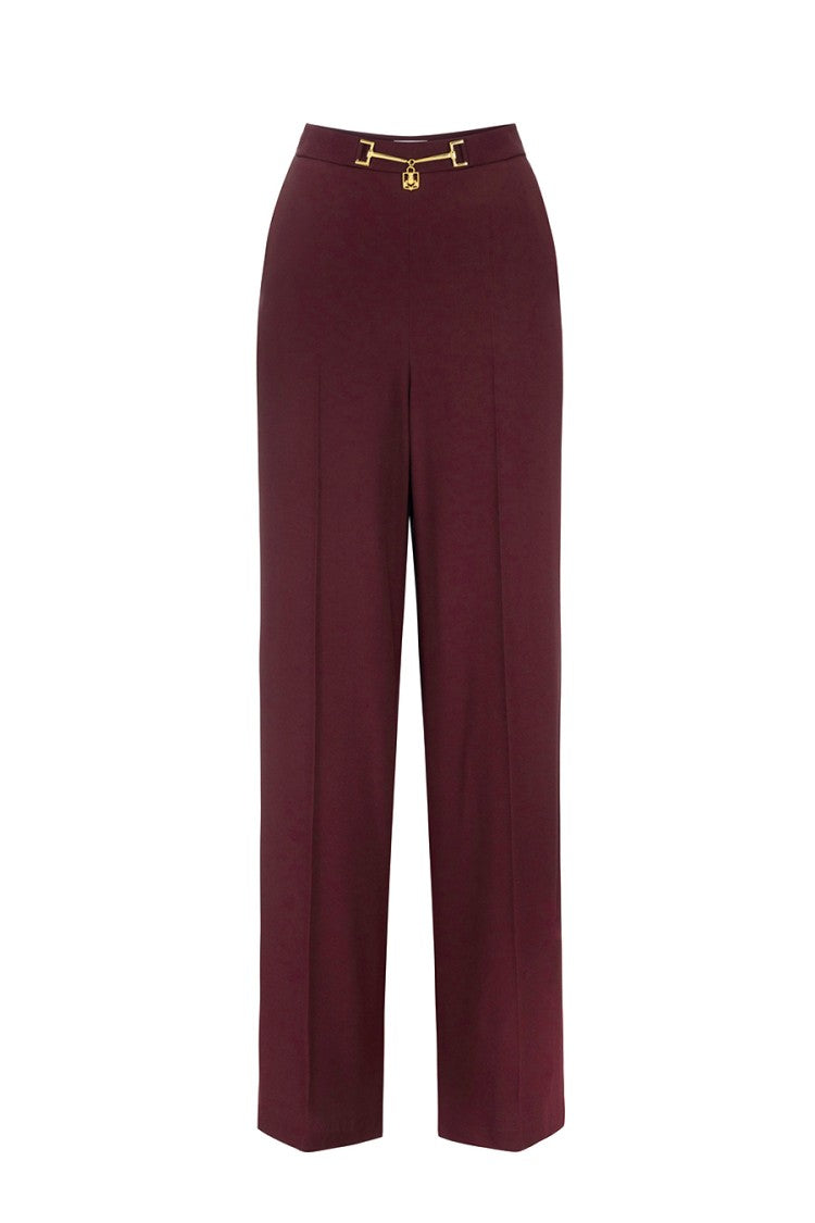 Elisabetta Franchi Red Wide-Leg Trousers With High Waist