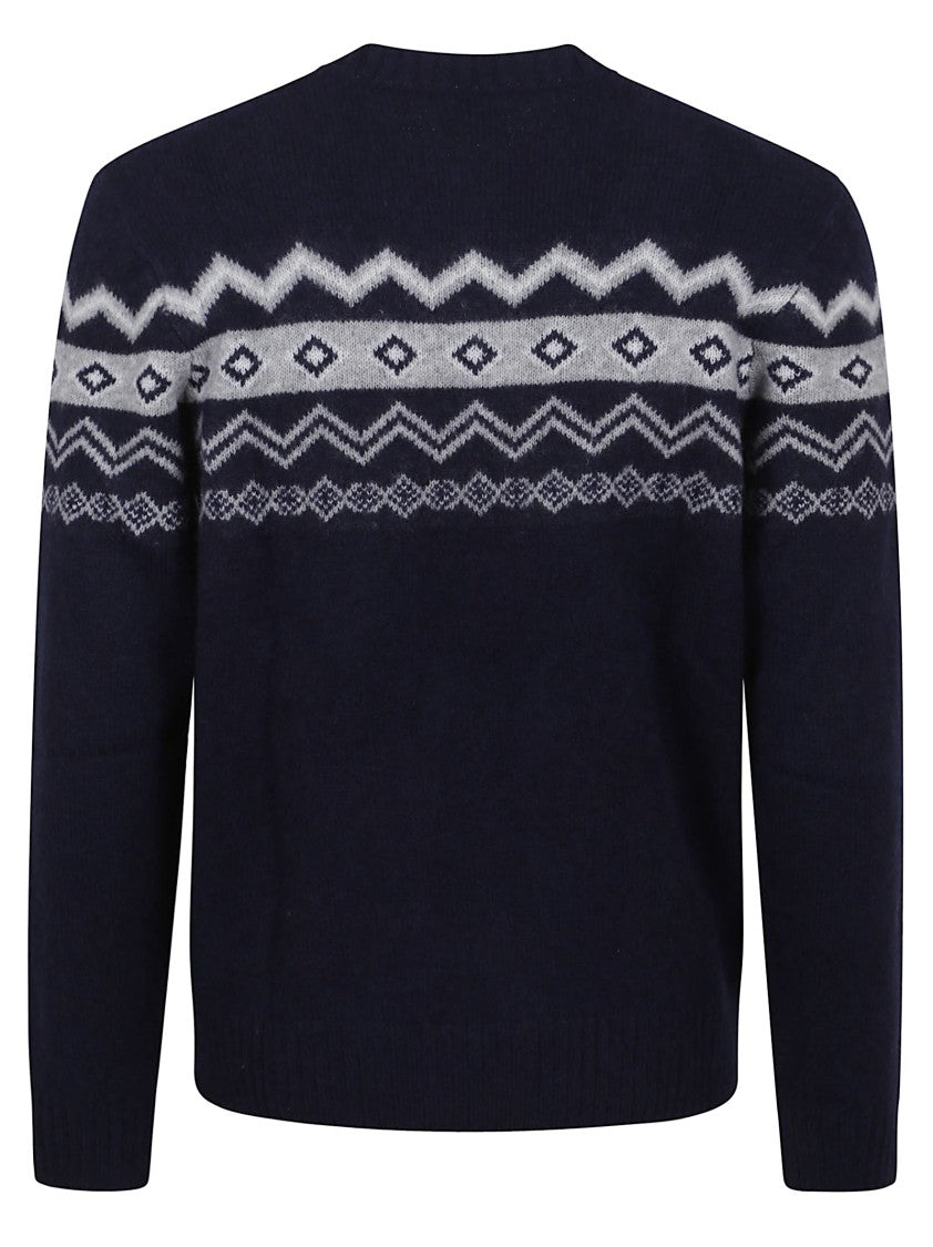 Eleventy Patterned Crew-Neck Sweater With Geometric Motifs