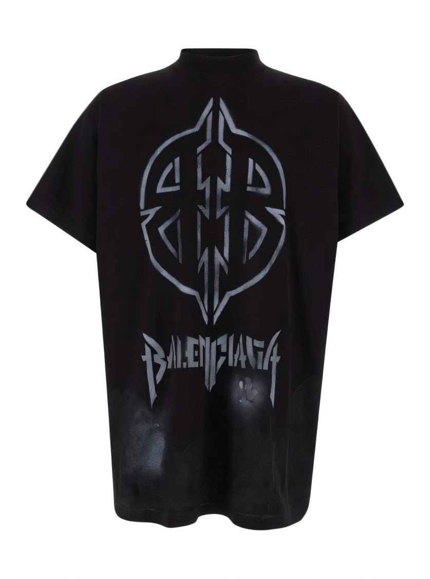 Balenciaga Short-Sleeved Black T-Shirt With Bold Graphic Design
