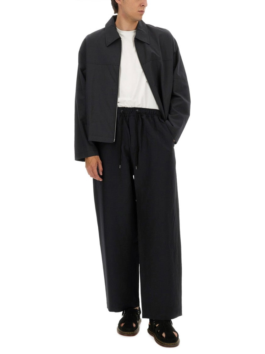 Studio Nicholson Boxy Black Harrington Jacket With Classic Collar