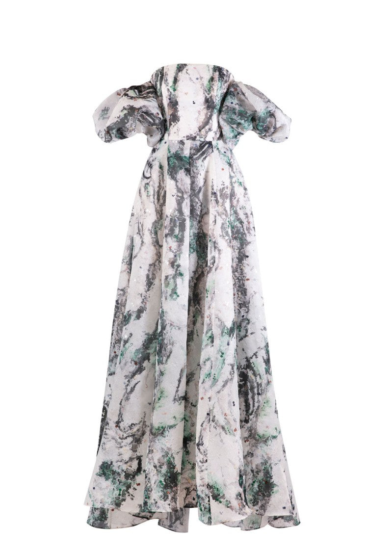 Saiid Kobeisy Printed Gazar Maxi Dress