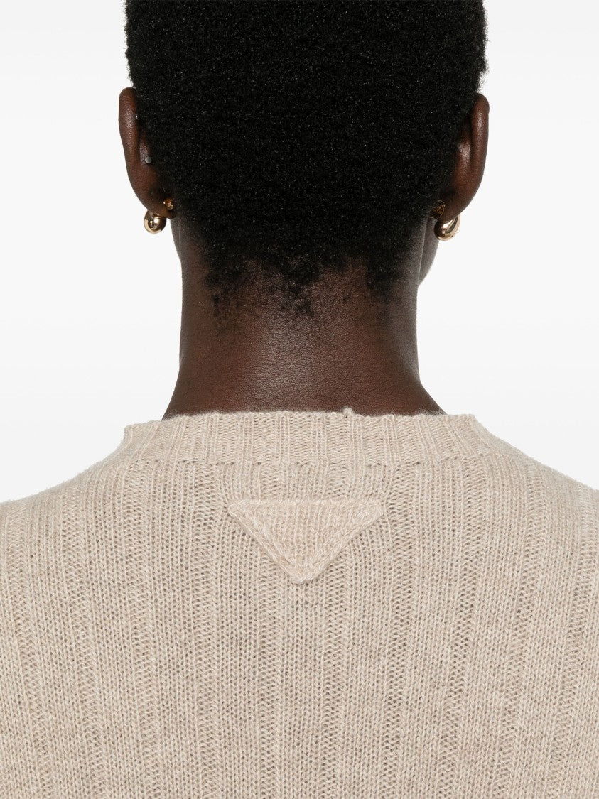 Prada Regenerated Cashmere Cropped Ribbed Sweater