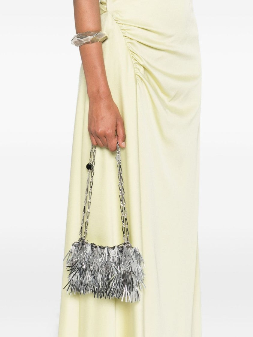 Rabanne Nano Sparkle Handbag With Silver Metallic Finish