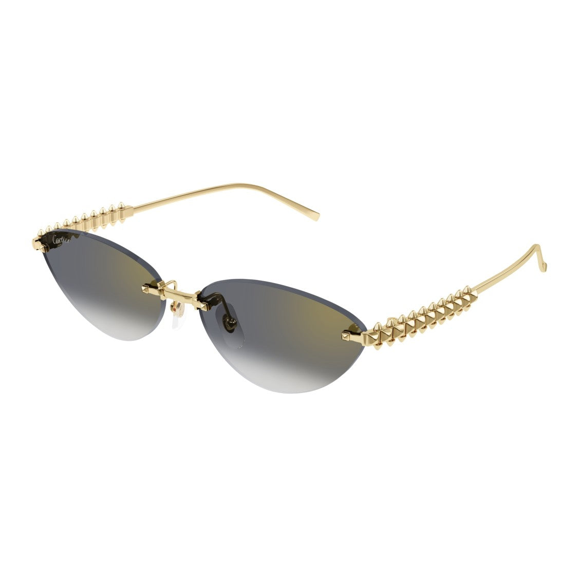 Cartier Rimless Sunglasses With Gradient Lenses And Pyramid Studs