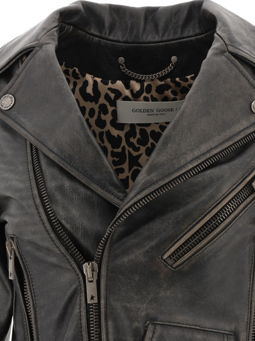 Golden Goose Leather Jacket "Chiodo Destiny"