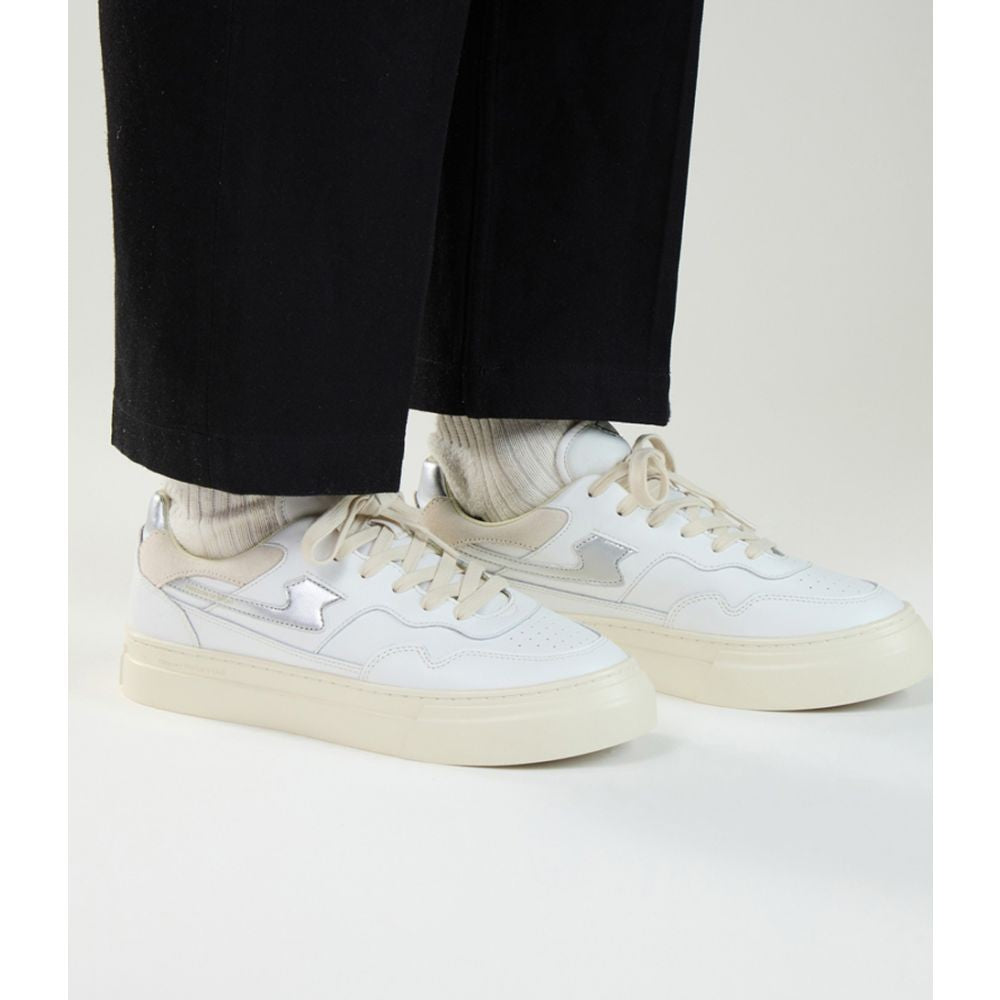 Stepney Workers Club Low-Top Pearl S-Strike Leather Sneaker With Perforated Detailing
