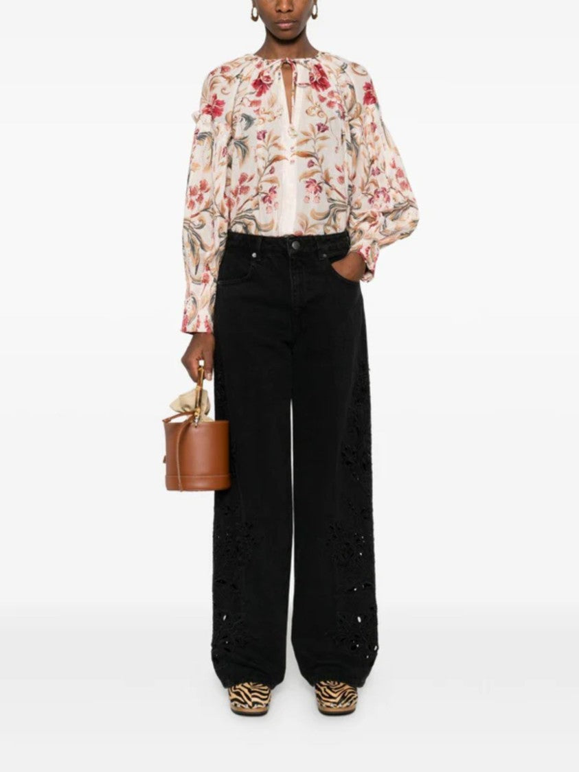 Farm Rio Multicolor Floral Print Cotton Blouse