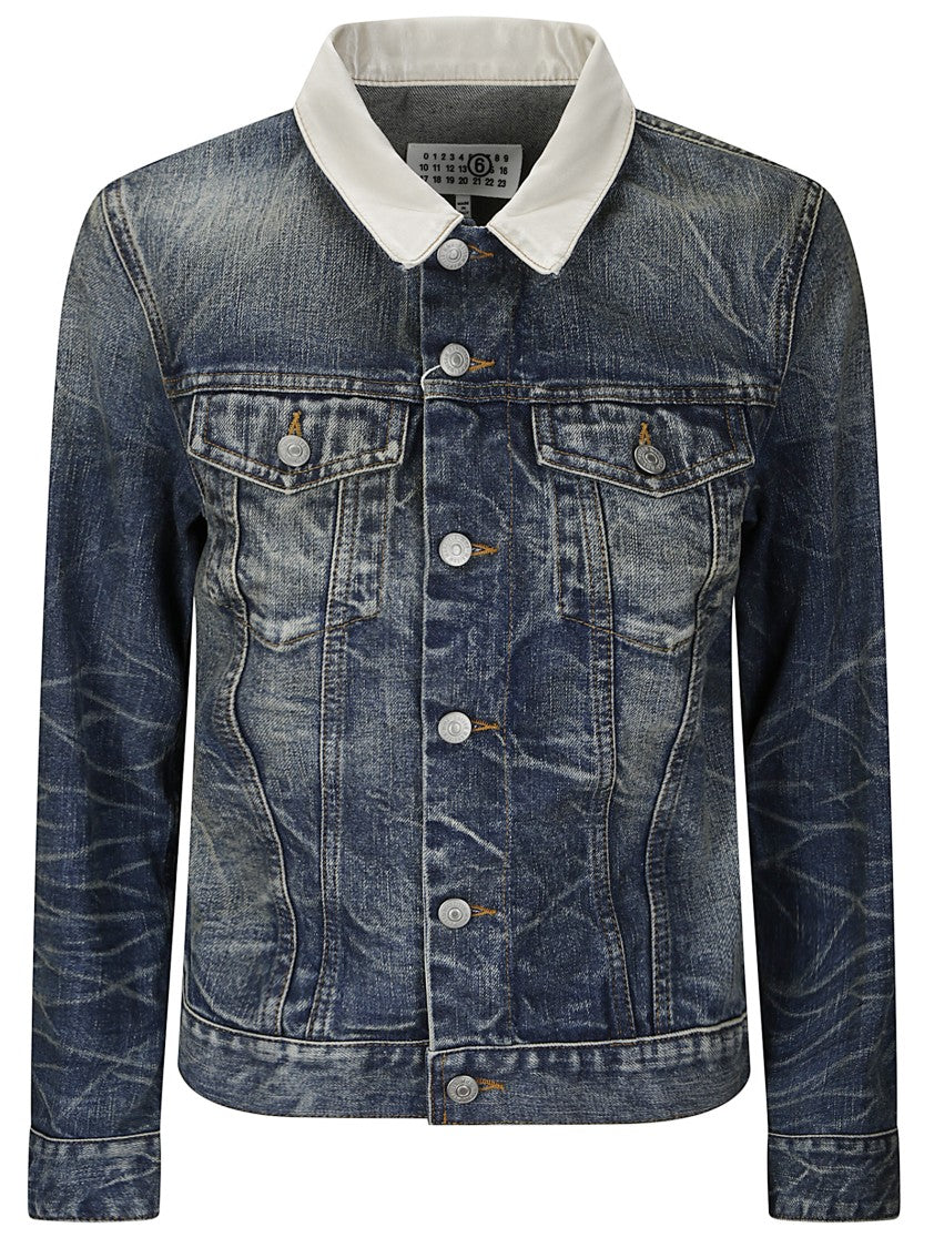 Mm6 By Maison Margiela Denim Jacket With Contrast Collar
