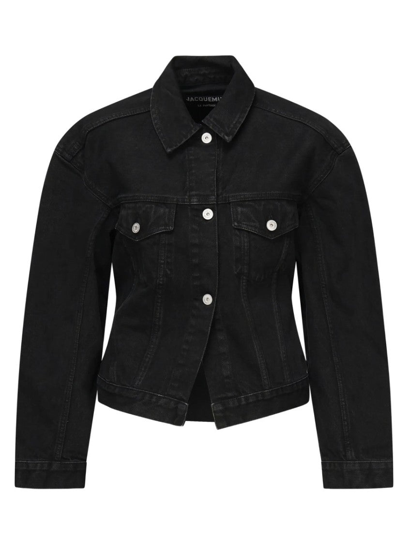 Jacquemus De-Nimes Cotton Cropped Back Cinched Denim Jacket