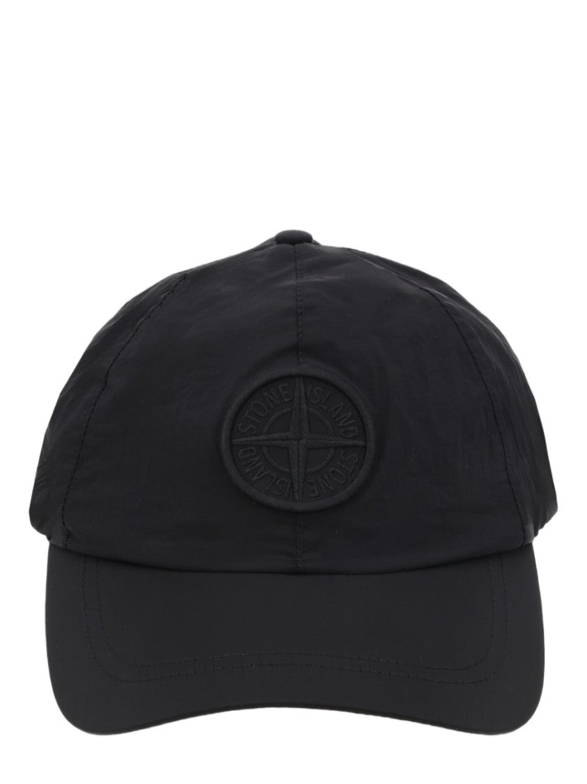 Stone Island Tonal Logo Black Polyamide Baseball Cap
