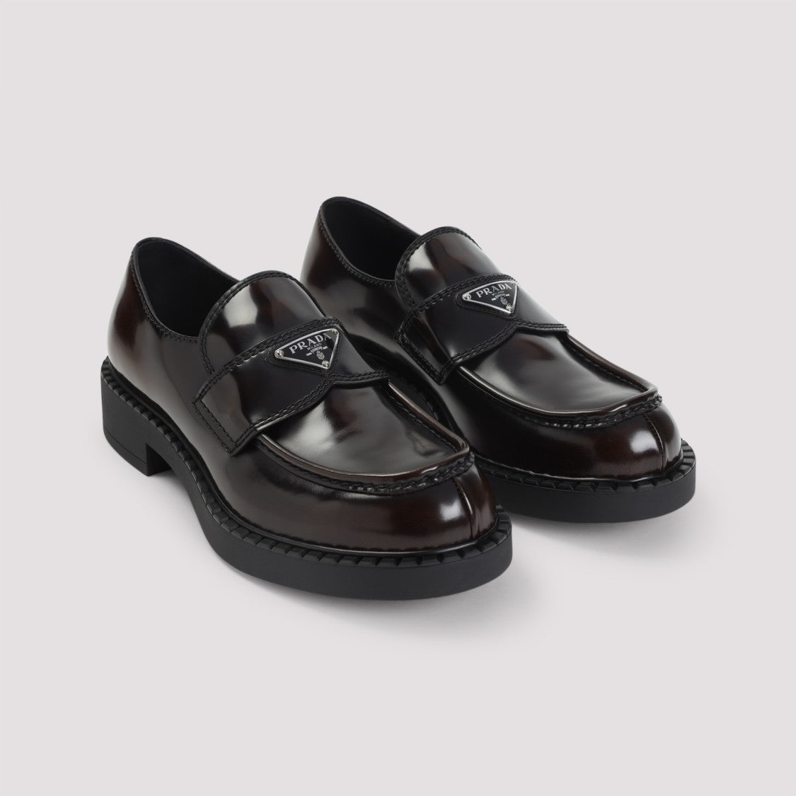 Prada Bruciato Brushed Leather Loafers