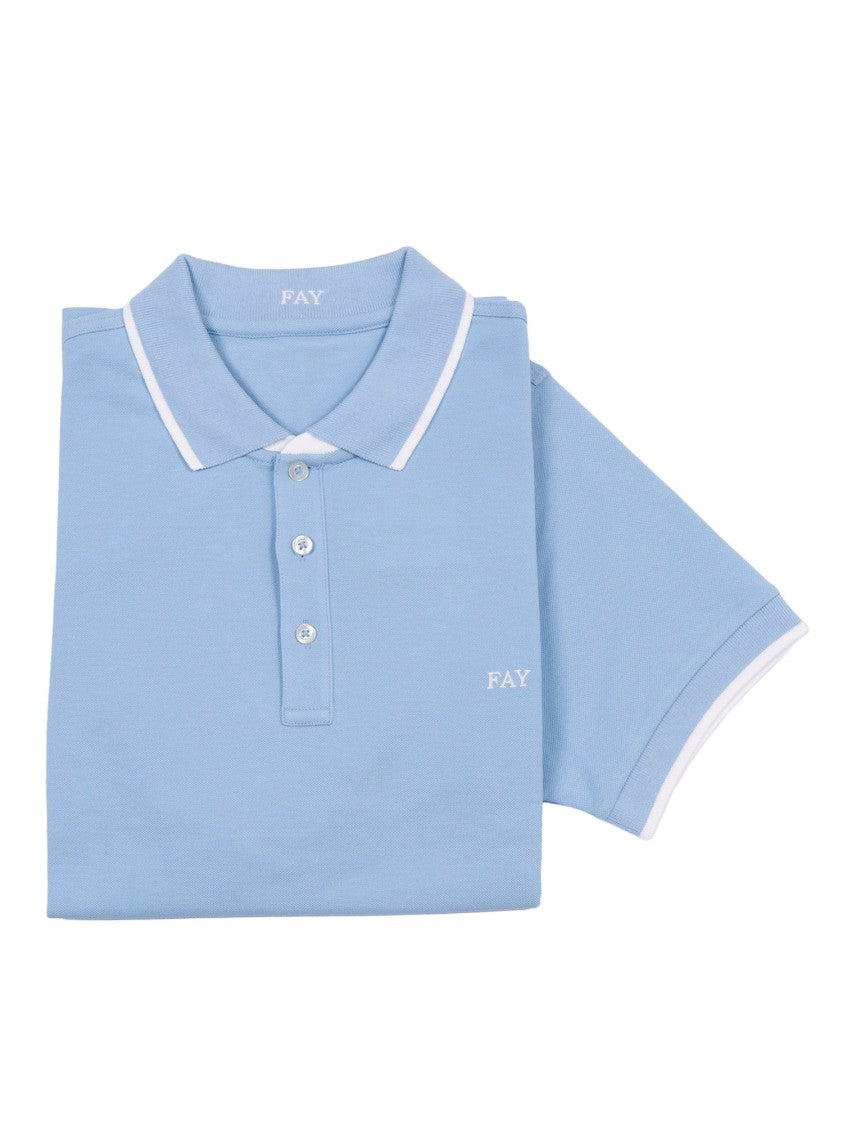 Fay Piquet Double Collar Striped Polo Shirt