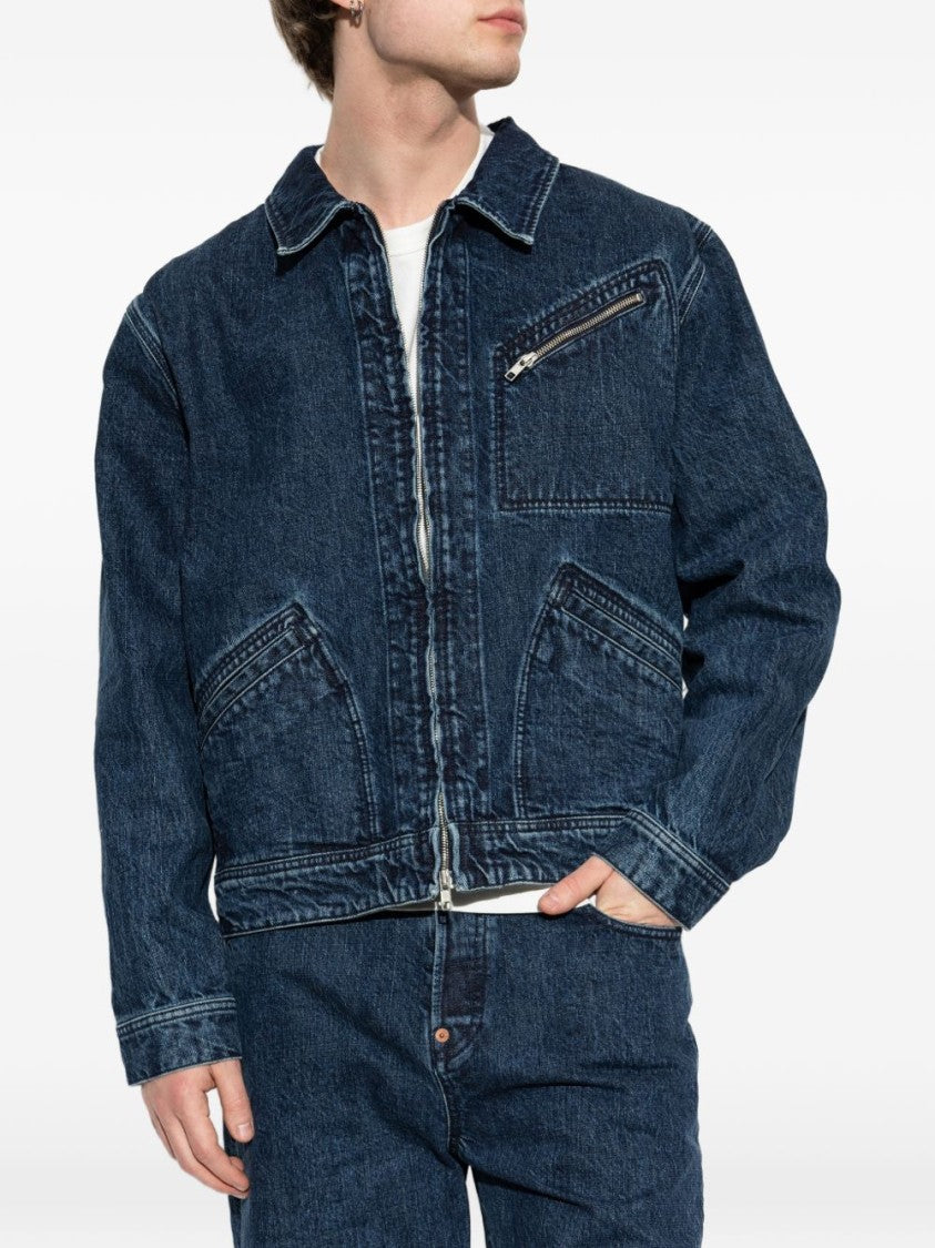 Kenzo Classic Minimalist Zip Front Denim Jacket