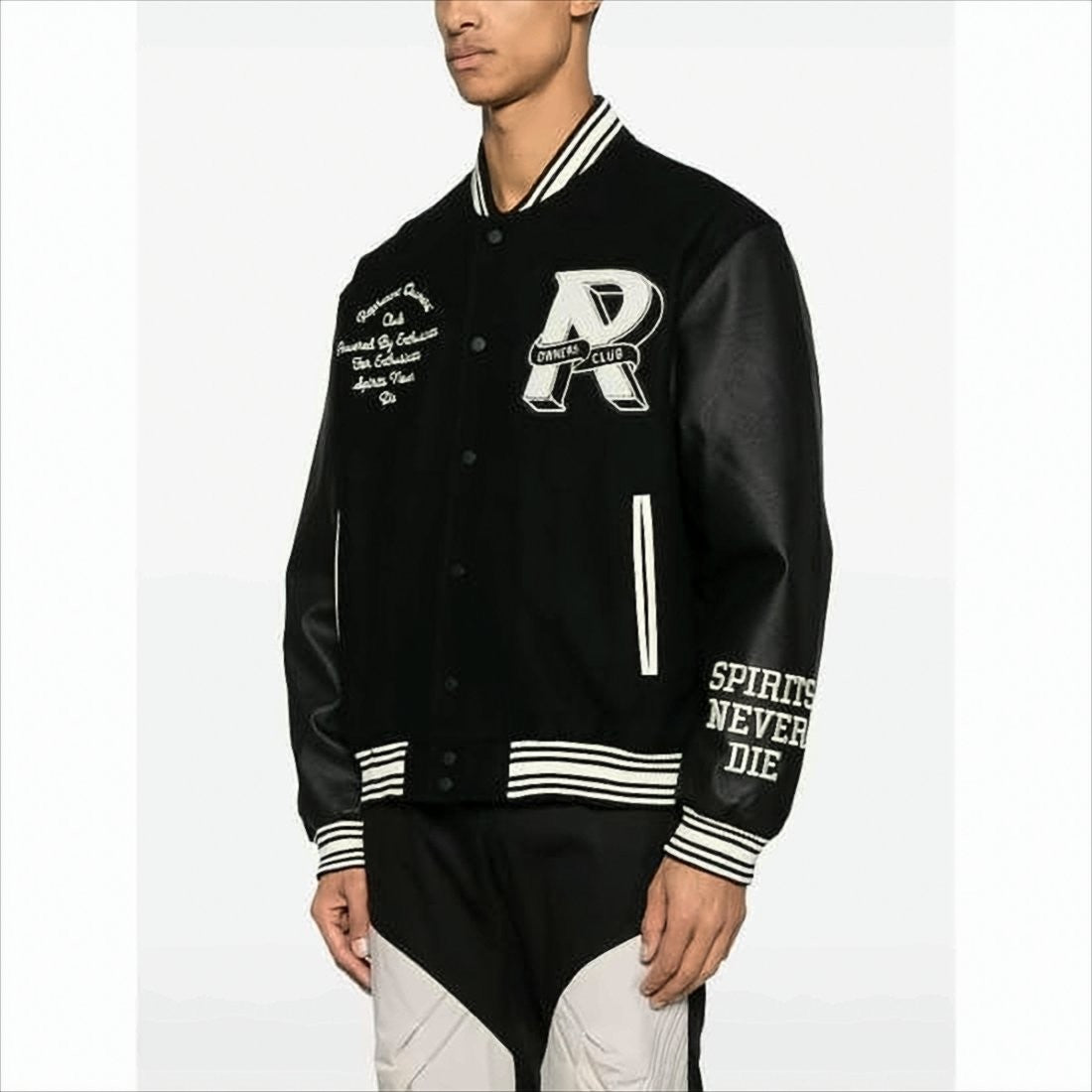 Represent Varsity-Style Jacket With Contrasting Leather Sleeves