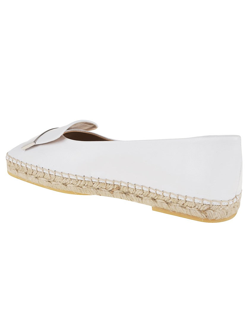 Sergio Rossi Leather Espadrilles With Square Toe And Metallic Detailing