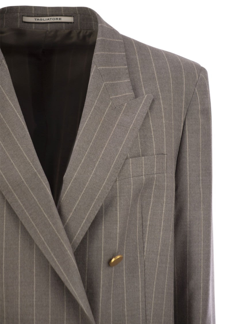 Tagliatore Stretch Wool Double-Breasted Pinstripe Blazer