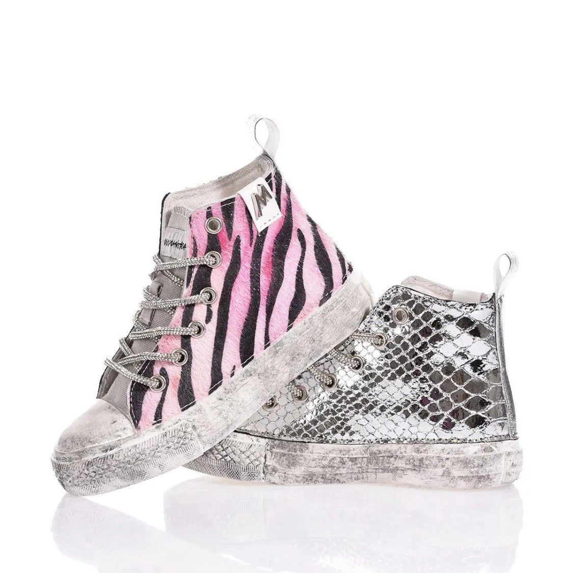 Mimanera High-Top Sneakers With Zebra Print And Swarovski Laces