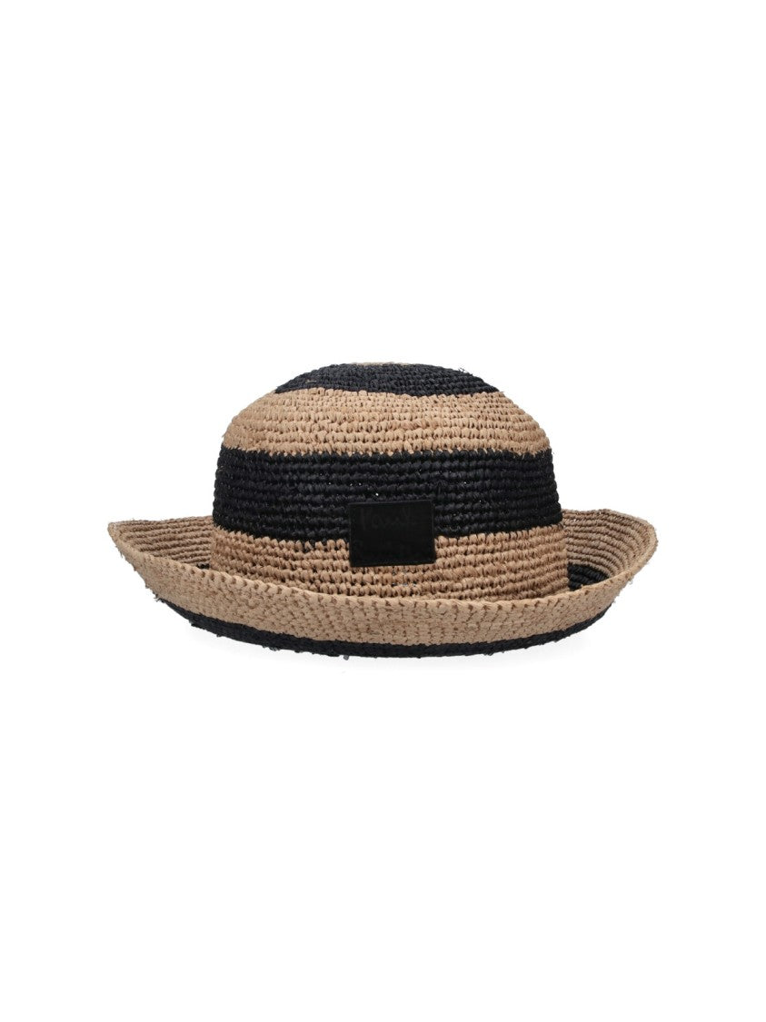 Paul Smith Beige Striped Woven Raffia Hat