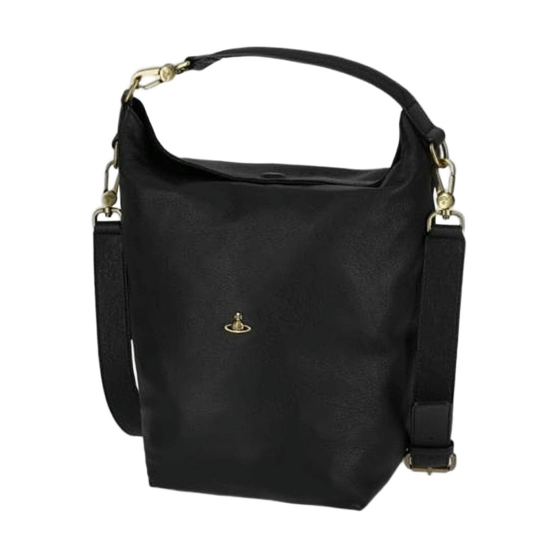 Vivienne Westwood Structured Black Polyurethane Crossbody Bag
