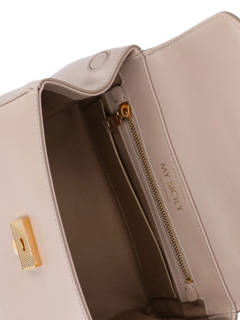 Dolce & Gabbana Structured Handbag With Gold Hardware And Detachable Strap