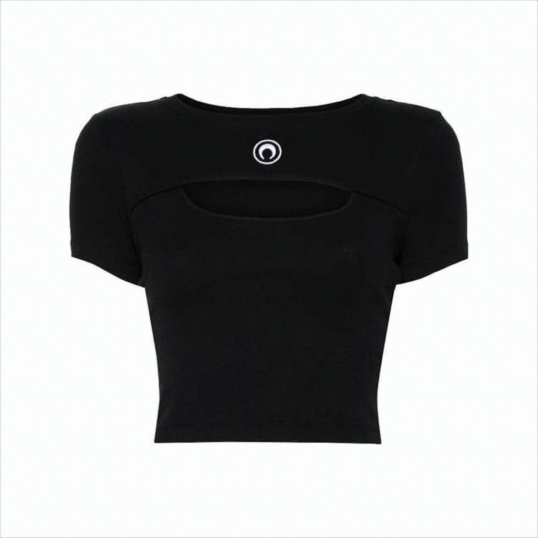 Marine Serre Fitted Crop Top With Unique Cut-Out Detail