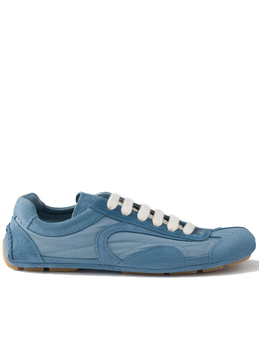 Prada Blue Montecarlo Suede/Fabric Panels Sneakers