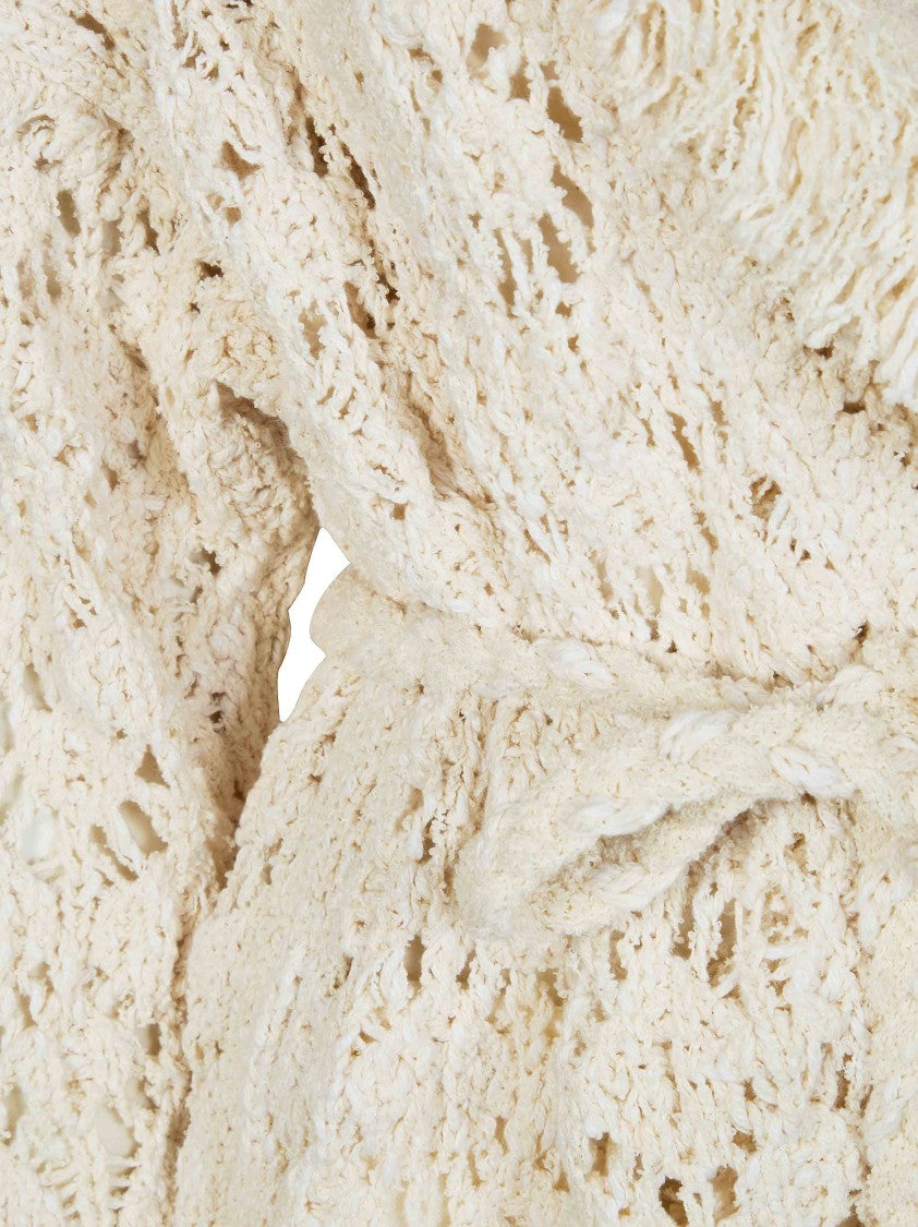 Alanui Neutral Open Knit Shawl Cardigan