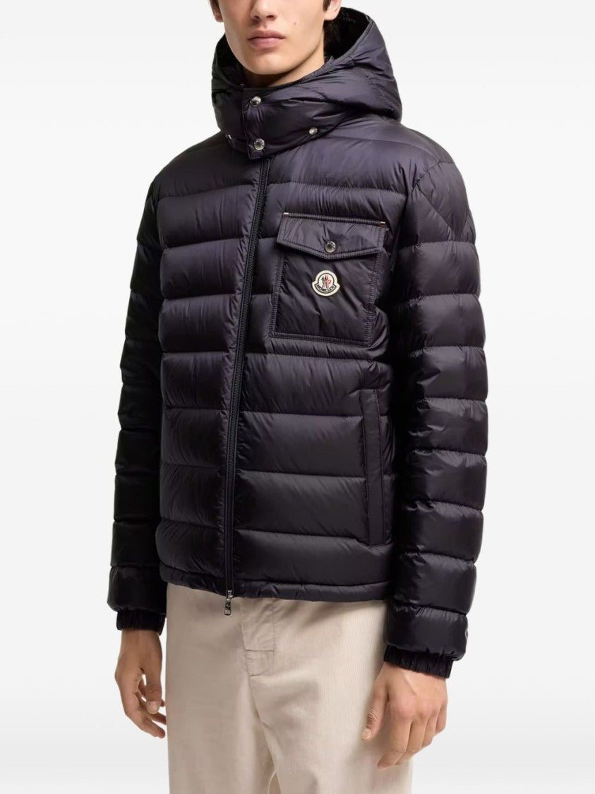 Moncler Padded Quilted High Collar Logo Patch Jacket