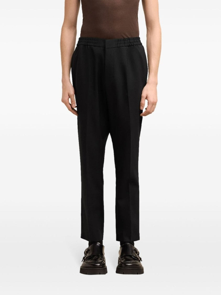 Ami Paris Tapered Black Wool Trousers