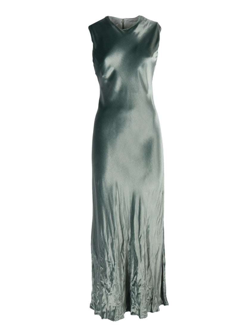 Alberta Ferretti Sleeveless Maxi Dress With Subtle Sheen And Flared Hem