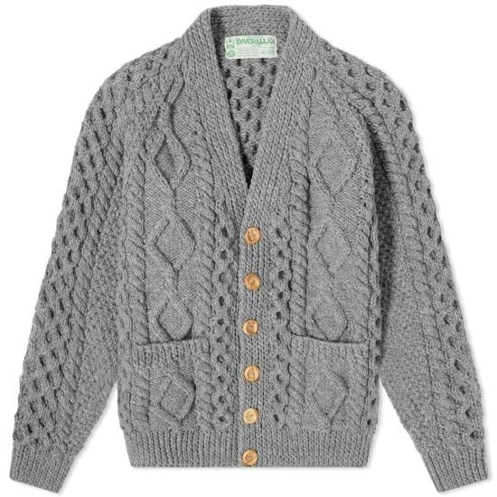 Inverallan Cable Knit Cardigan With Shawl Collar And Wooden Buttons