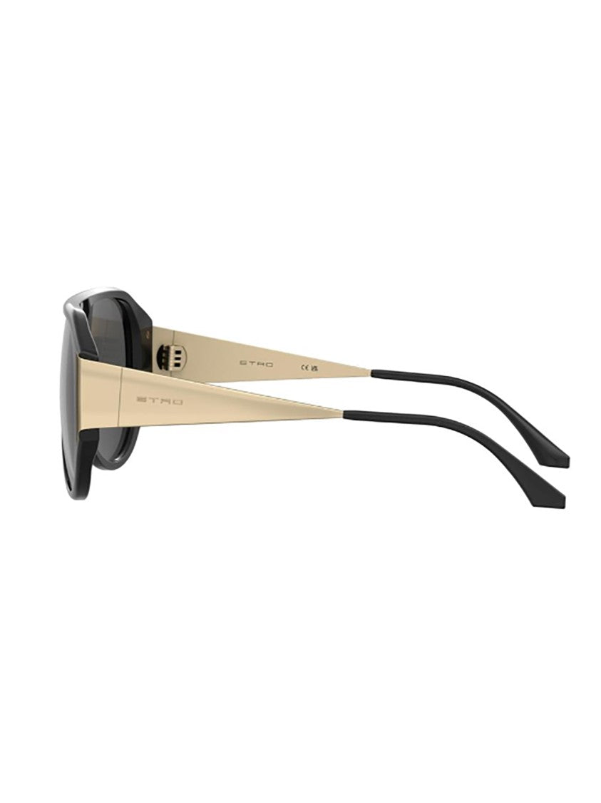 Etro Angular Black Acetate Sunglasses With Gold Accents