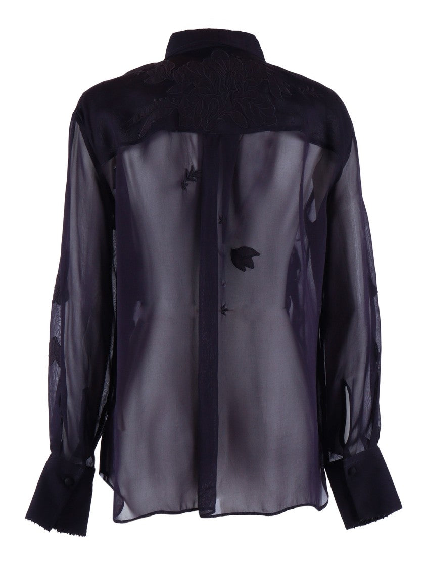 Forte Forte Iris Velvet Embroidered Organza Blouse