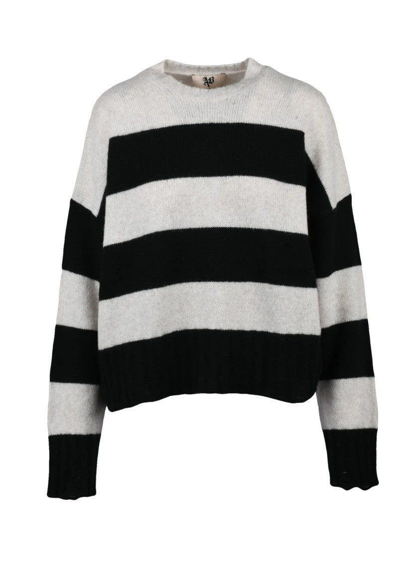 Aniye By Cropped Short Crewneck Sweater With Bold Stripes