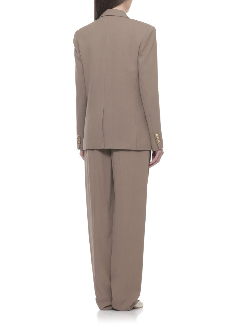 Elisabetta Franchi Brown Viscose Double-Breasted Blazer
