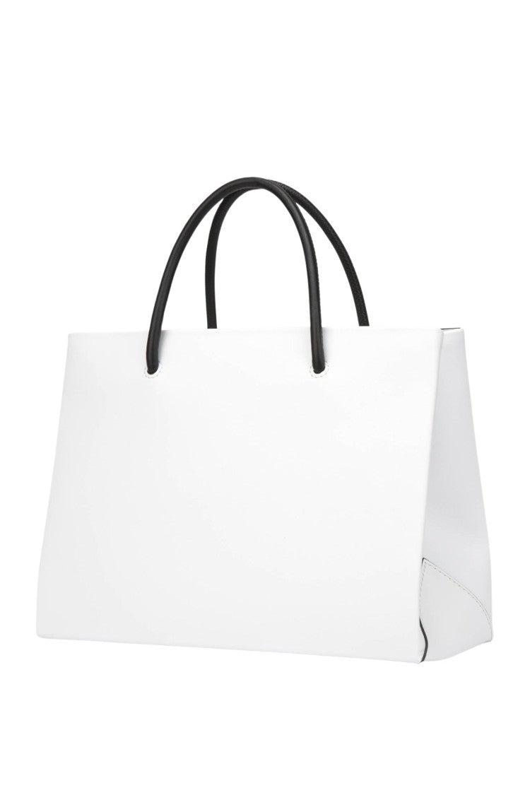 Moschino Small White Calf Leather Shopper Bag