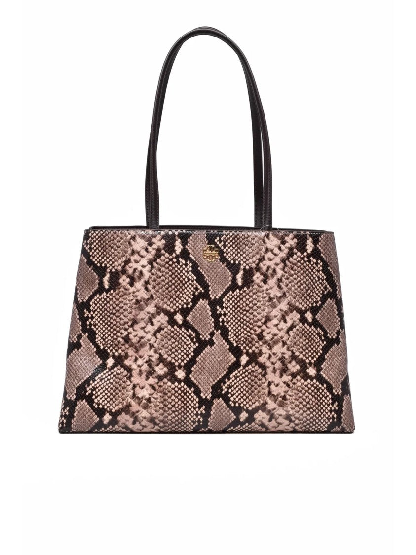 Tory Burch Trapezoidal Calfskin Leather Shoulder Bag With Snake Pattern
