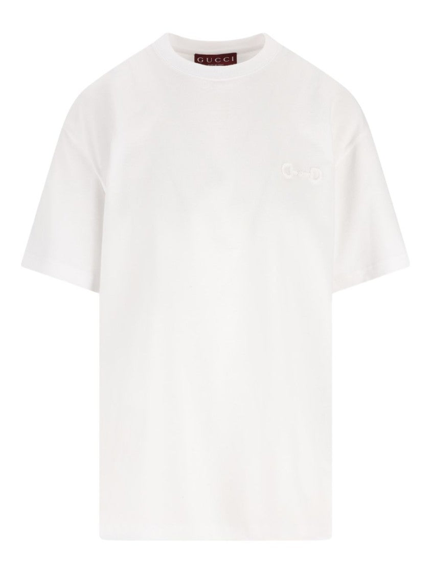 Gucci Embroidered White Crew Neck Top