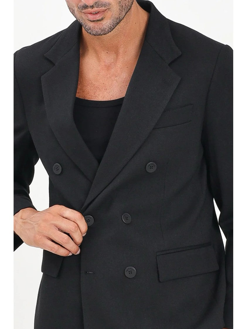 I M Brian Black Double-Breasted Jacket With Structured Silhouette And Wide Lapels