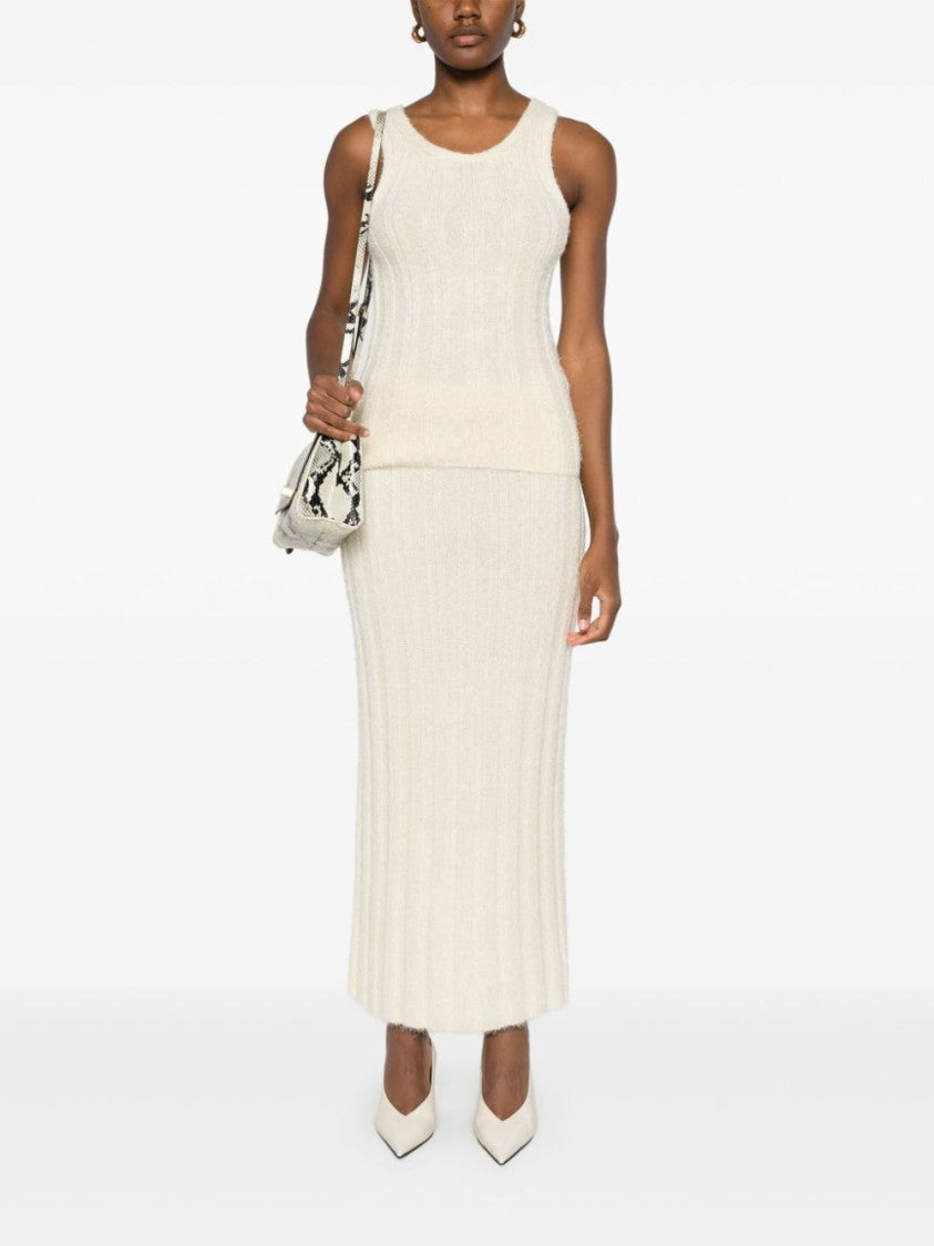 Khaite Ribbed Silk-Cashmere Top With Scoop Neckline