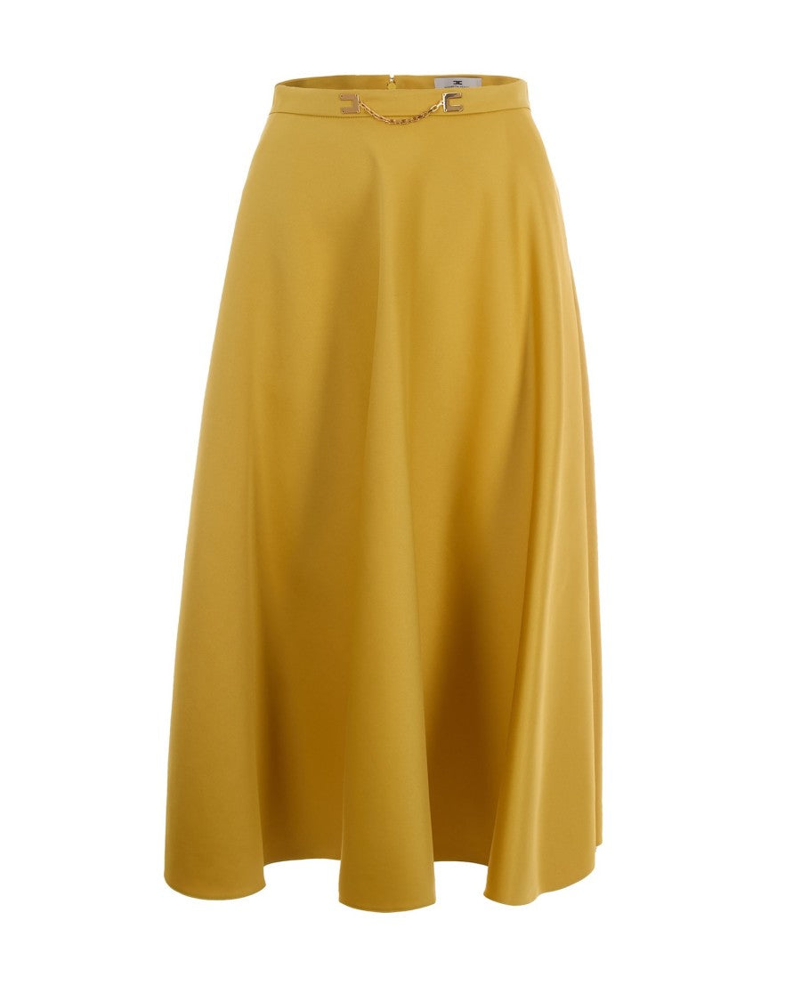 Elisabetta Franchi Duchesse Midi Skirt With Gold-Tone Chain Detail