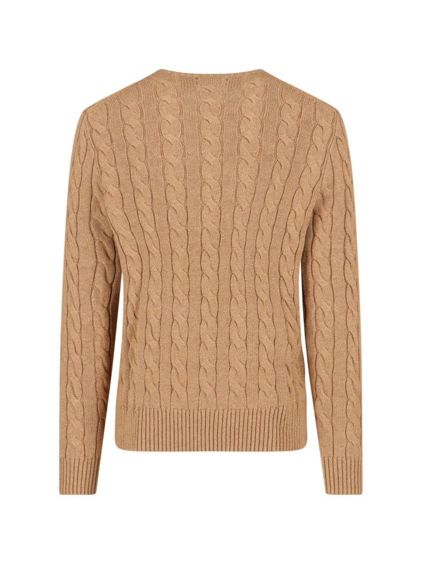 Polo Ralph Lauren Light Brown Crewneck Cable Knit Sweater