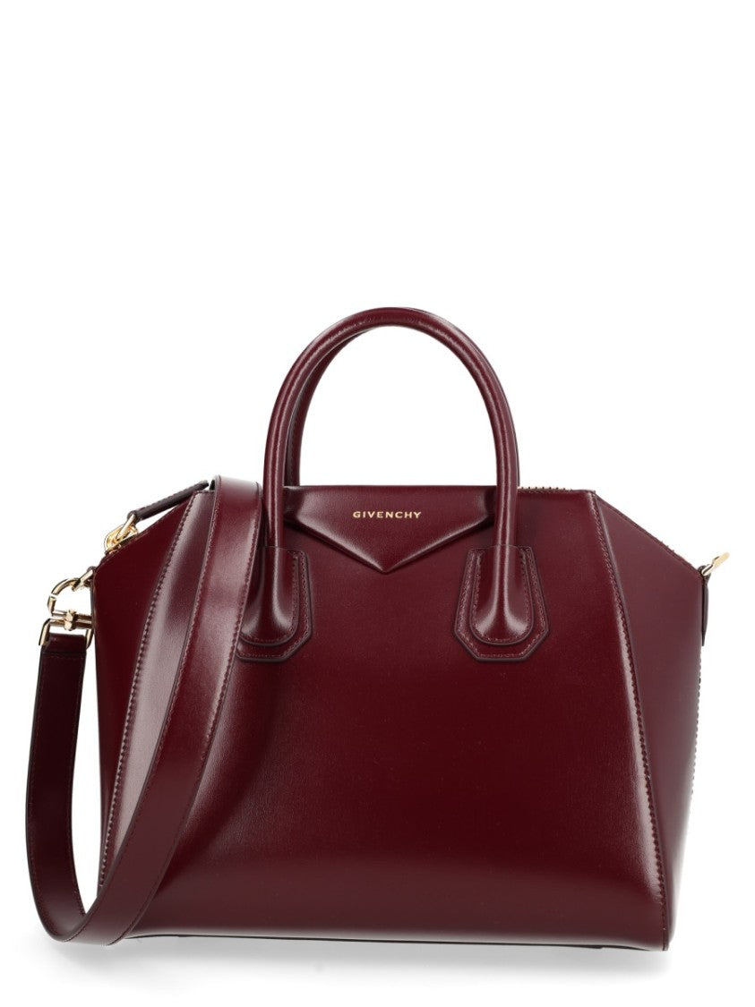 Givenchy Structured Small Handbag In Glossy Burgundy Calf Leather