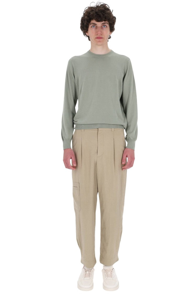 Barba Green Soft Cotton Crewneck Sweater