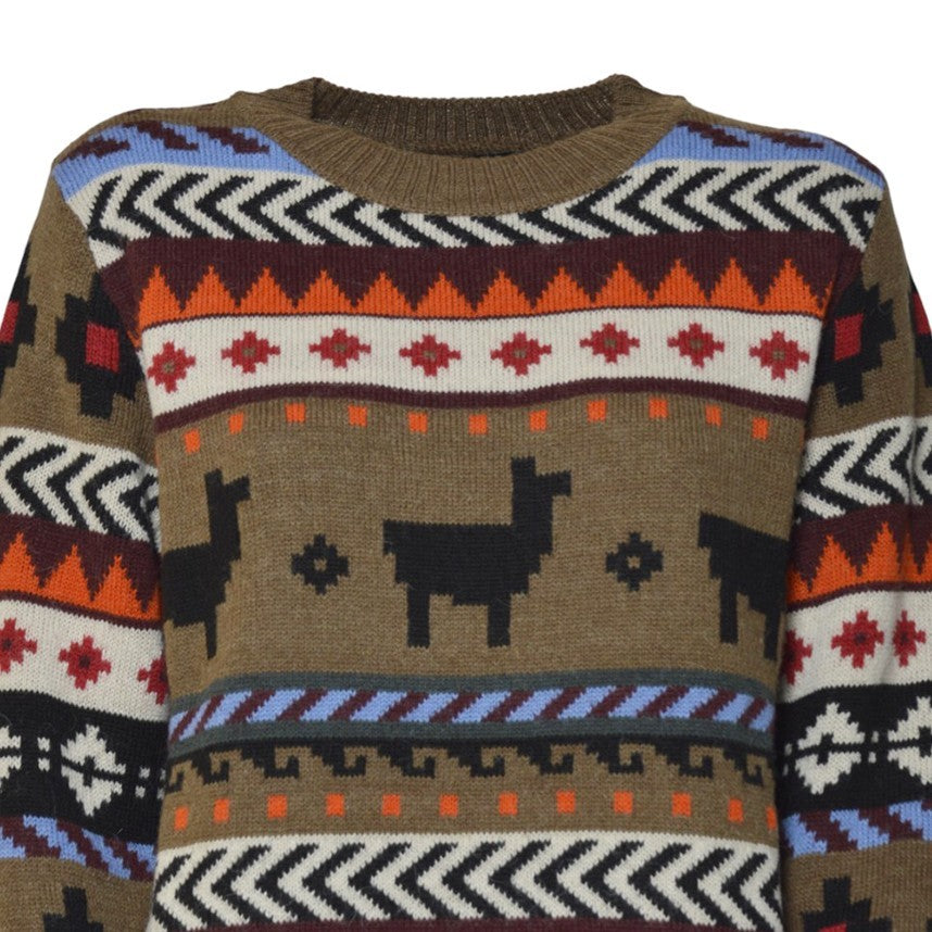 Max Mara Multicolored Geometric Pattern Sweater With Crew Neckline