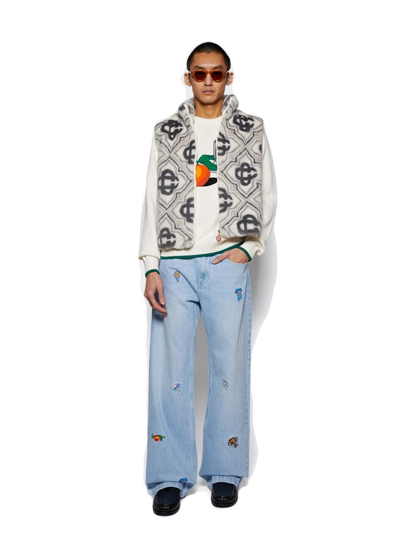 Casablanca Embroidered Motif Jeans Light Vintage Wash